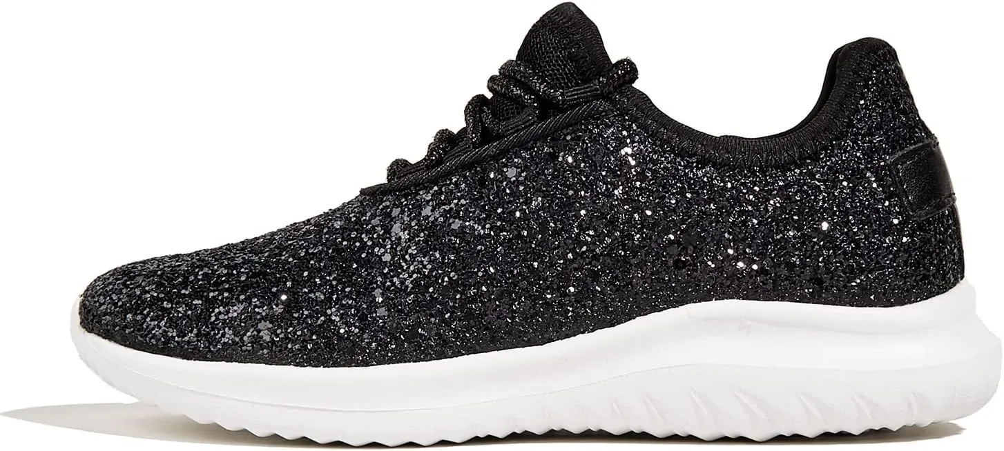 K KIP WOK Girls Glitter Sneakers Sparkle Slip On Walking Shoes for Kids/Children Breathable Running Sneakers
