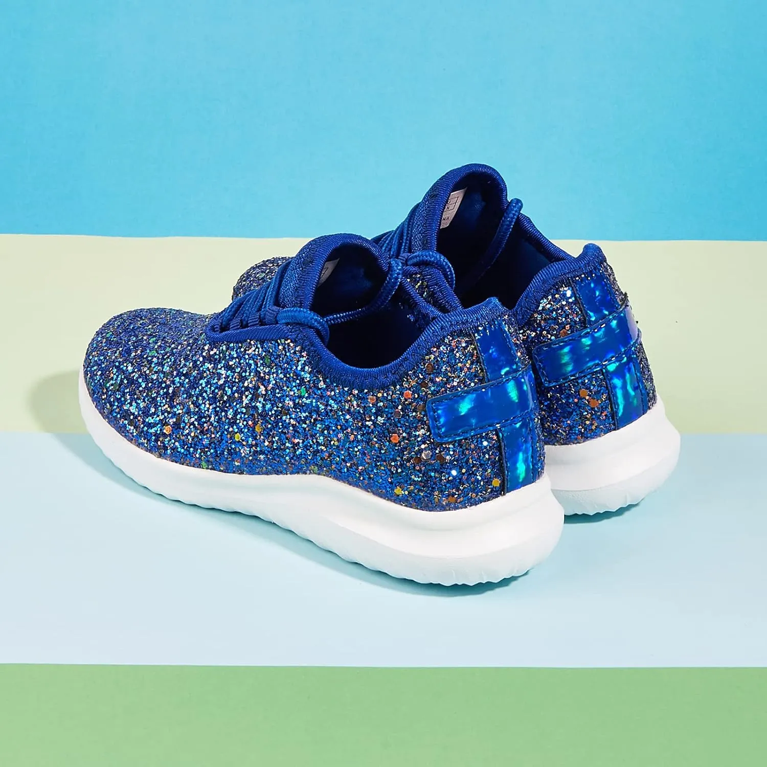 K KIP WOK Girls Glitter Sneakers Sparkle Slip On Walking Shoes for Kids/Children Breathable Running Sneakers