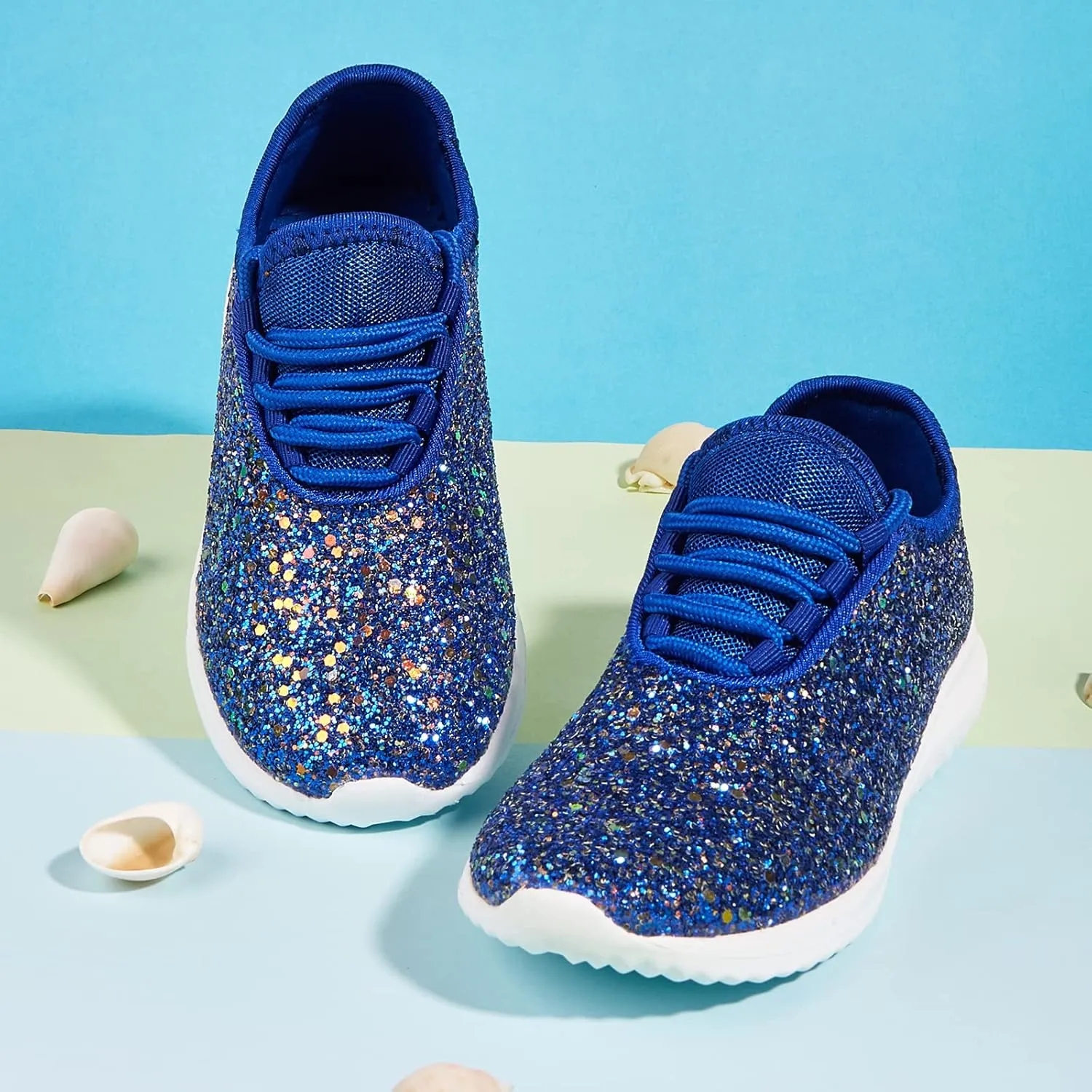 K KIP WOK Girls Glitter Sneakers Sparkle Slip On Walking Shoes for Kids/Children Breathable Running Sneakers