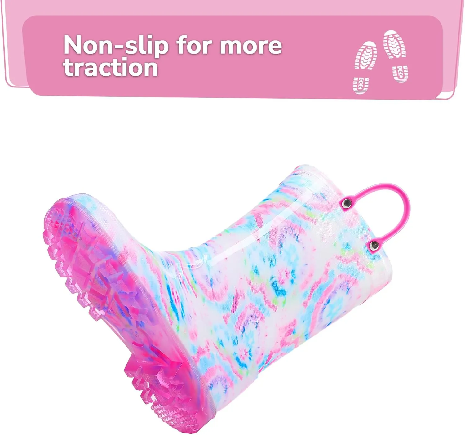 K KomForme Girls Boys Rain Boots Waterproof with Easy on Handles for Toddler/Little Kid/Big Kid