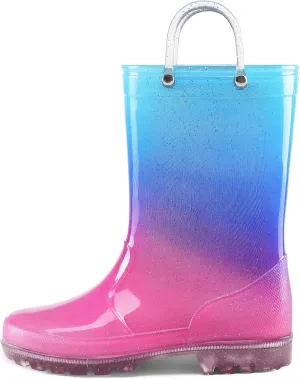 K KomForme Girls Boys Rain Boots Waterproof with Easy on Handles for Toddler/Little Kid/Big Kid