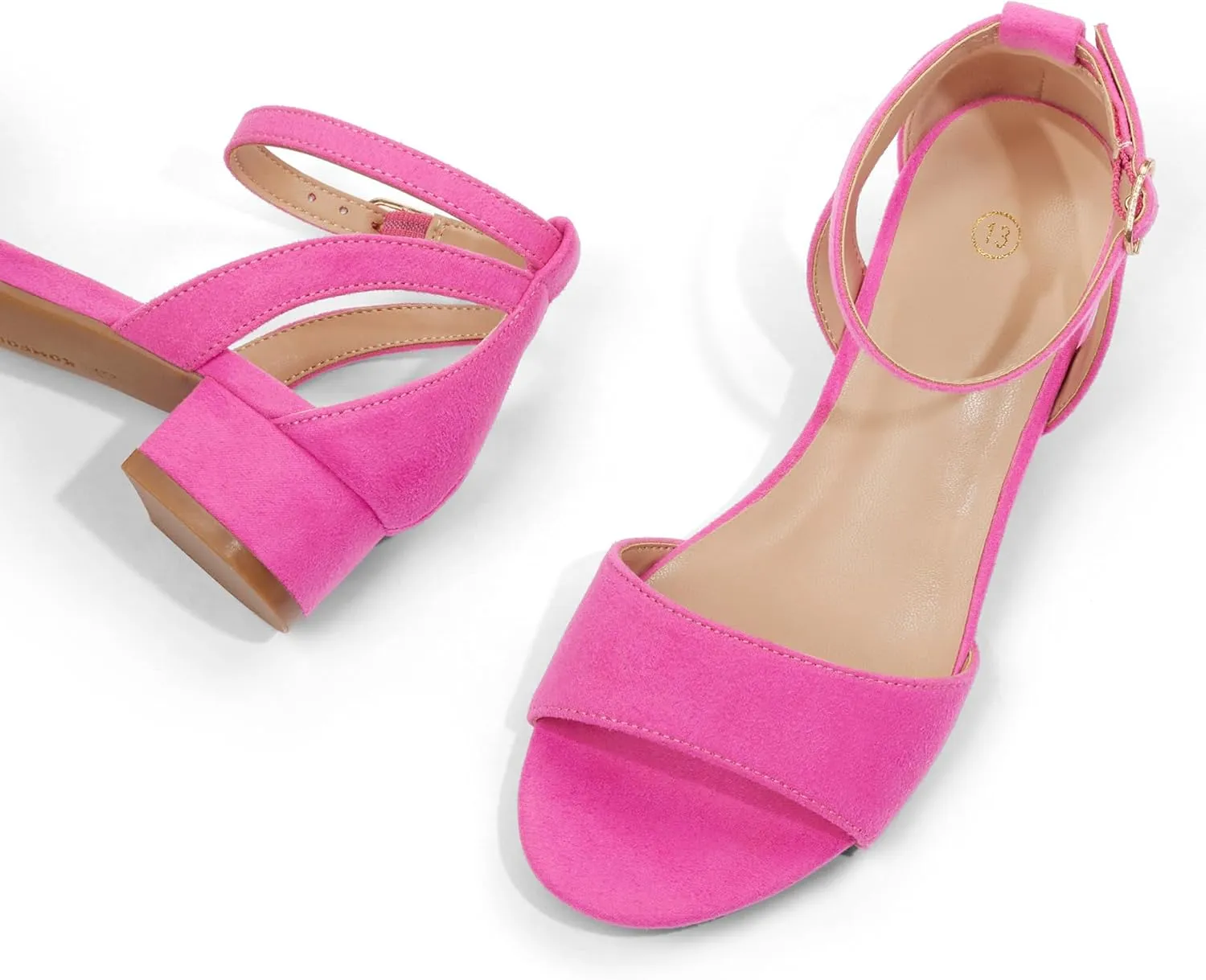 K KomForme Girls Sandals Low Chunky Heels Dress Pumps Ankle Strap Open Toe Flower Wedding Party Dress Shoes for Toddler/Little Kid/Big Kid