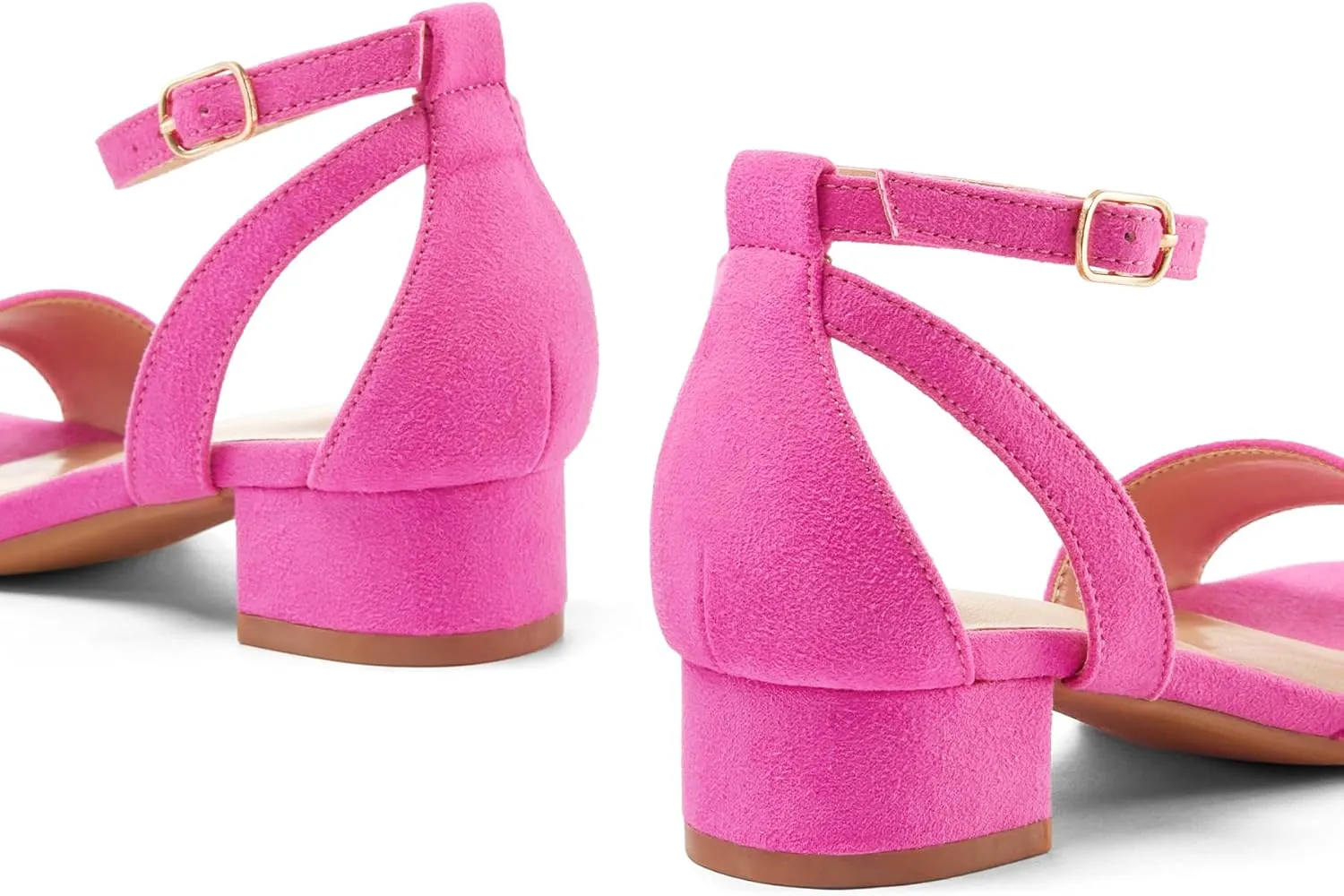 K KomForme Girls Sandals Low Chunky Heels Dress Pumps Ankle Strap Open Toe Flower Wedding Party Dress Shoes for Toddler/Little Kid/Big Kid