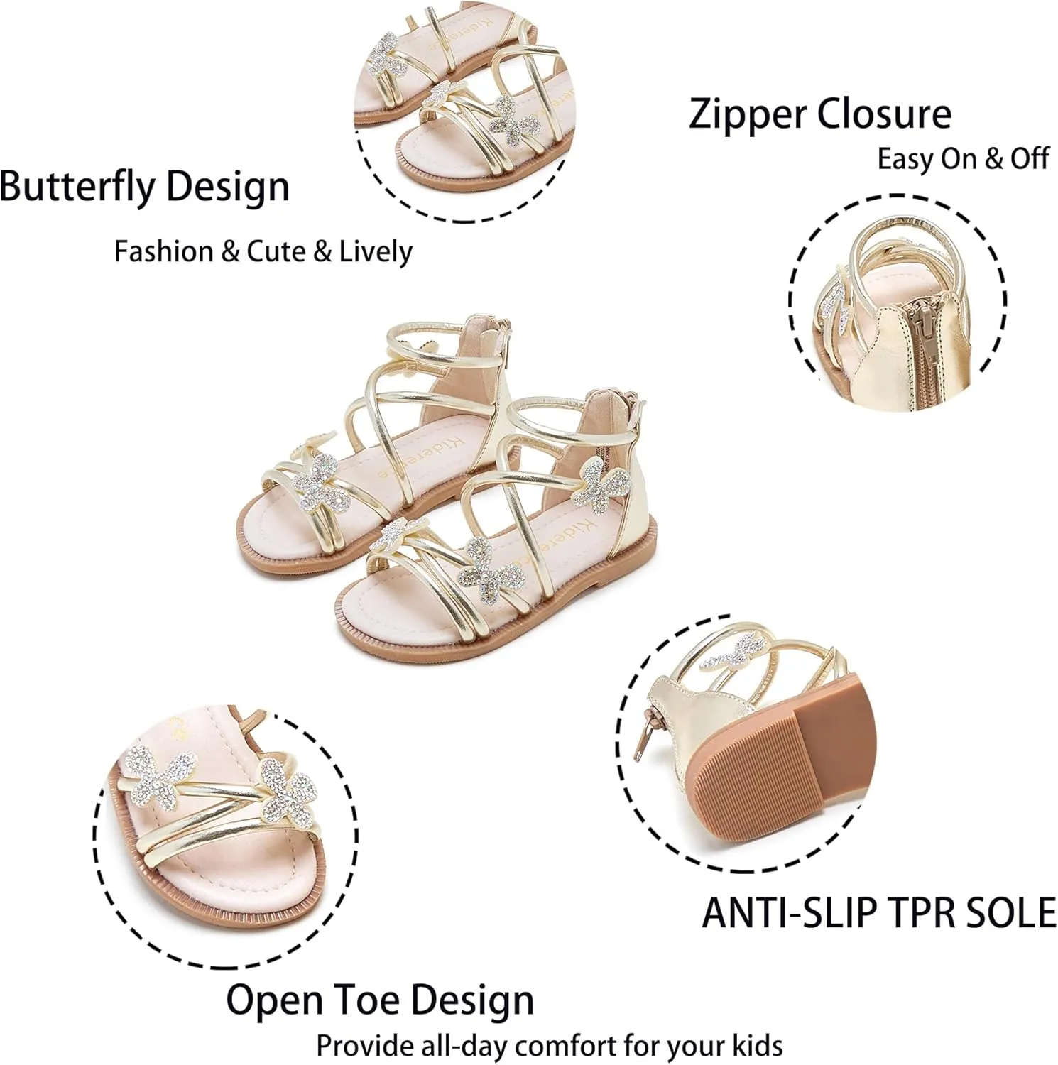 Kiderence Toddler Girls Sandals Little Girls Kids Summer Shoes Toddler Sandals