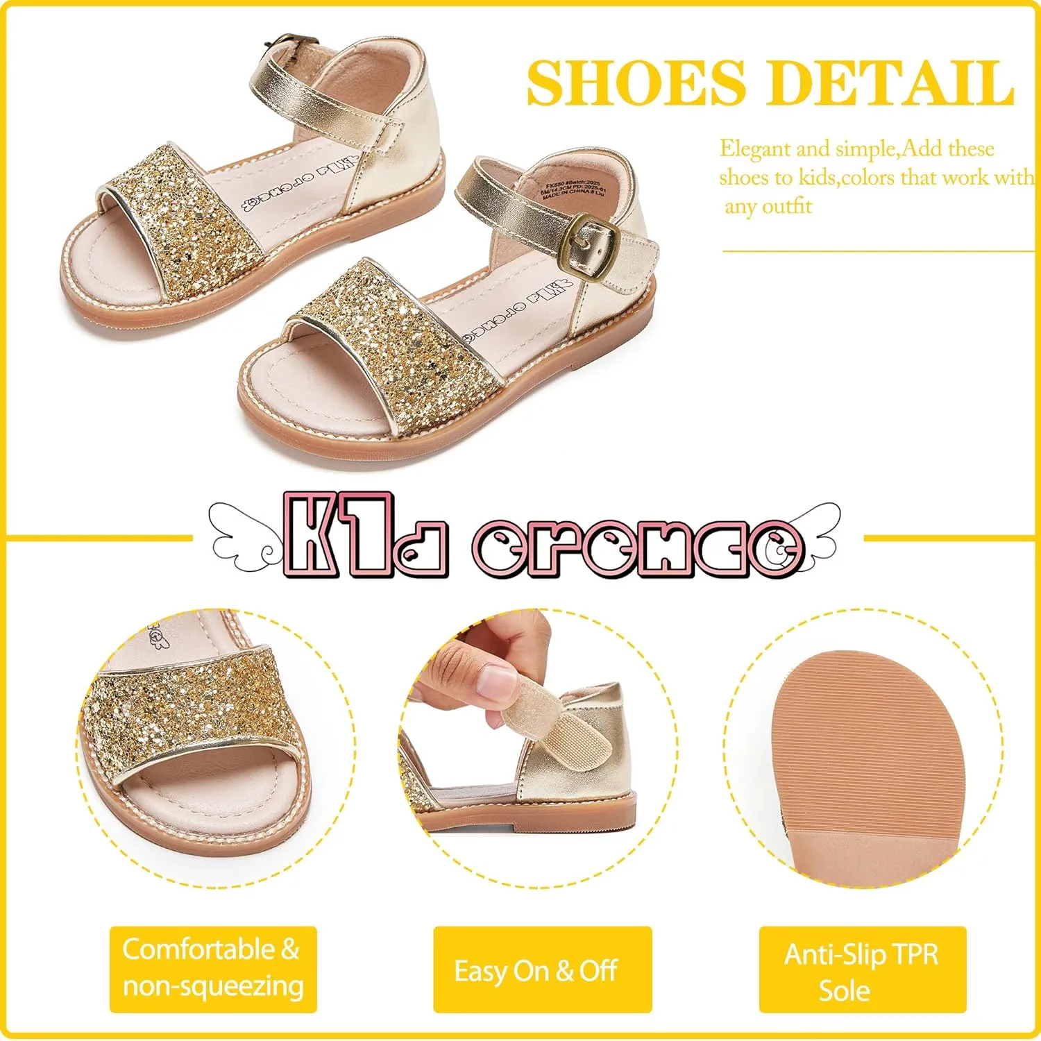 Kiderence Toddler Girls Sandals Little Girls Kids Summer Shoes Toddler Sandals