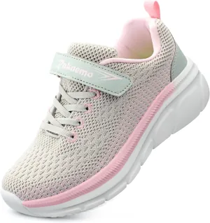 Kids Sneakers for Boys Girls Athletic Running Walking Shoes Lightweight Sports Tennis Shoes Adjustable Strap Sneaker for Little Kid Big Kid Gym School