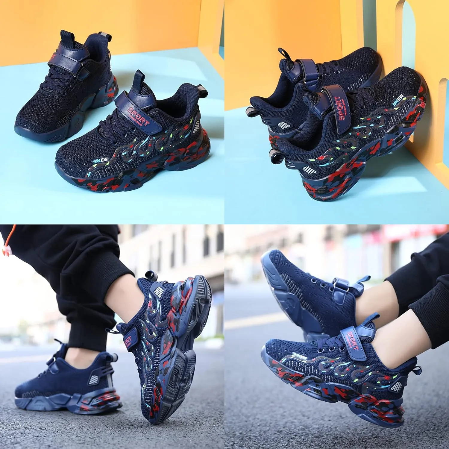 Kids Sneakers Lightweight Mesh Breathable Comfortable Running Tennis Athletic Boys Girls Shoes