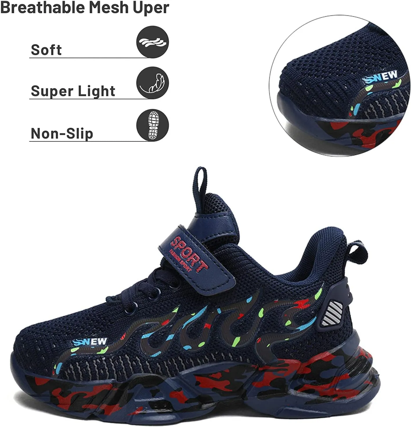 Kids Sneakers Lightweight Mesh Breathable Comfortable Running Tennis Athletic Boys Girls Shoes
