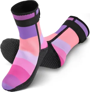 Kids Water Socks 3mm, Neoprene Anti-Slip Sand Socks for Swimming Surfing Beach Diving Boots Water Sports, Keep Feet Warm and Safe