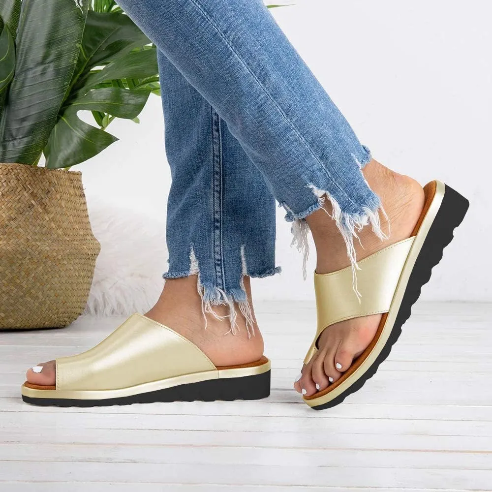 KINOW Women Bunion Sandals Platform Wedge Slippers Orthopedic Flip Flops Summer Shoes