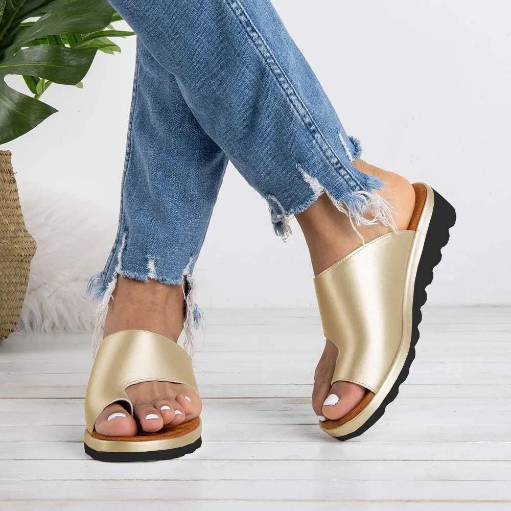 KINOW Women Bunion Sandals Platform Wedge Slippers Orthopedic Flip Flops Summer Shoes