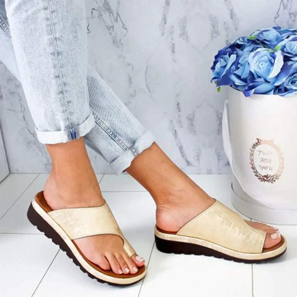 KINOW Women Bunion Sandals Platform Wedge Slippers Orthopedic Flip Flops Summer Shoes