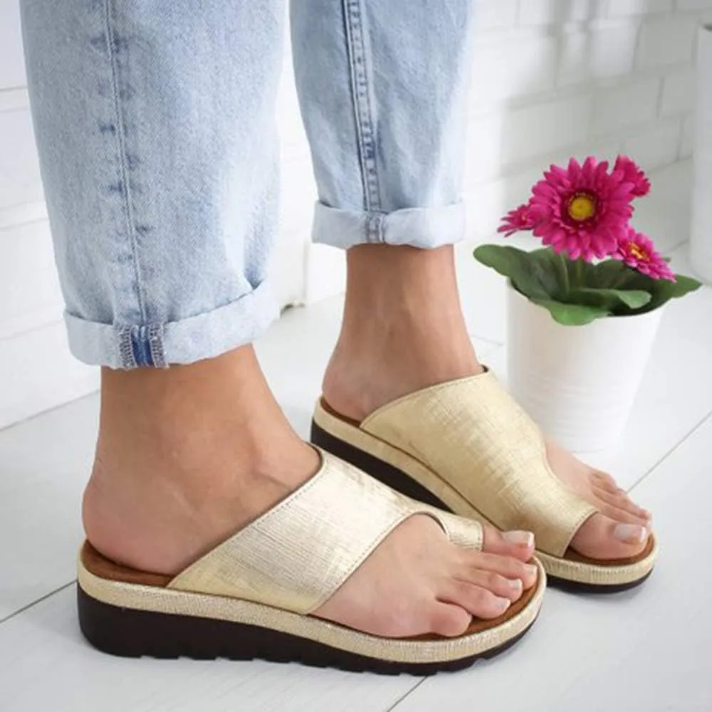 KINOW Women Bunion Sandals Platform Wedge Slippers Orthopedic Flip Flops Summer Shoes