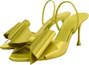 Kitten Heels Bow Mules for Women Round Toe Sling Back Heels Sandals