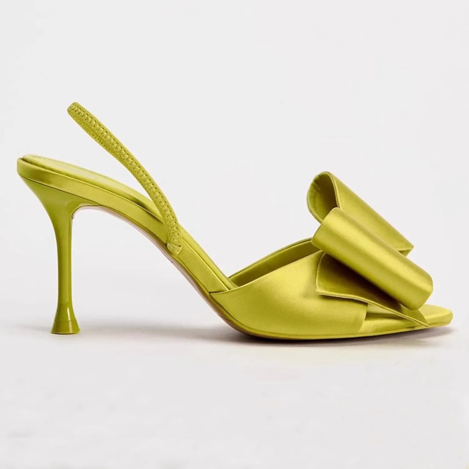 Kitten Heels Bow Mules for Women Round Toe Sling Back Heels Sandals