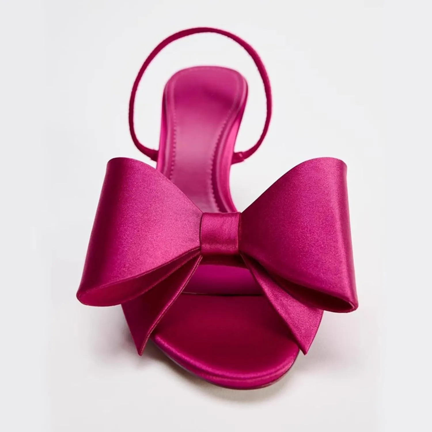 Kitten Heels Bow Mules for Women Round Toe Sling Back Heels Sandals