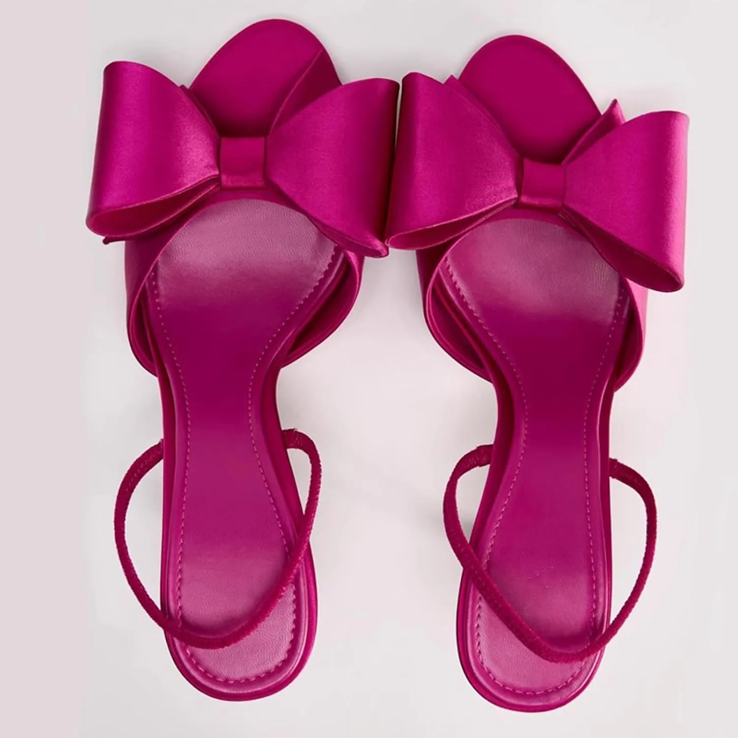 Kitten Heels Bow Mules for Women Round Toe Sling Back Heels Sandals