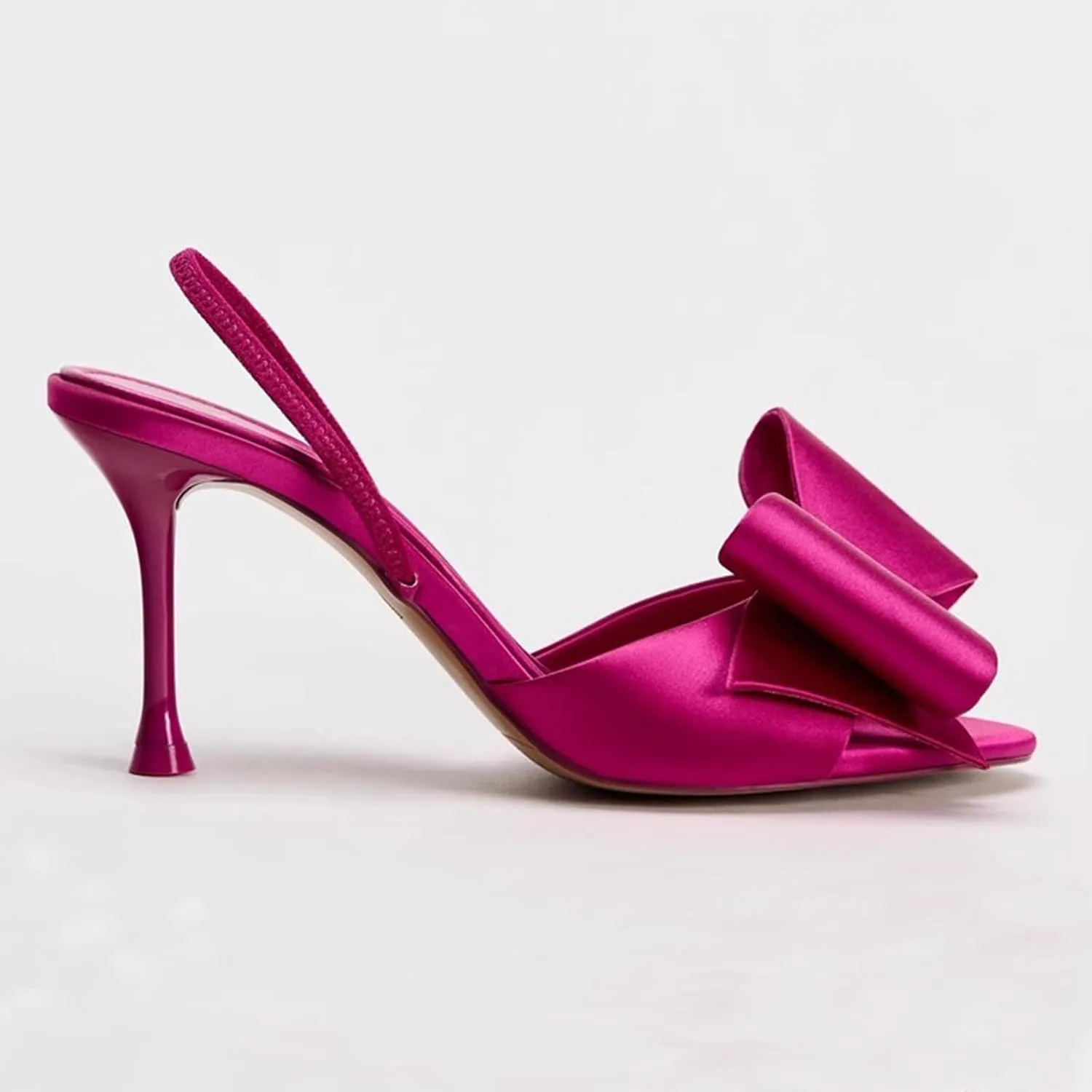 Kitten Heels Bow Mules for Women Round Toe Sling Back Heels Sandals