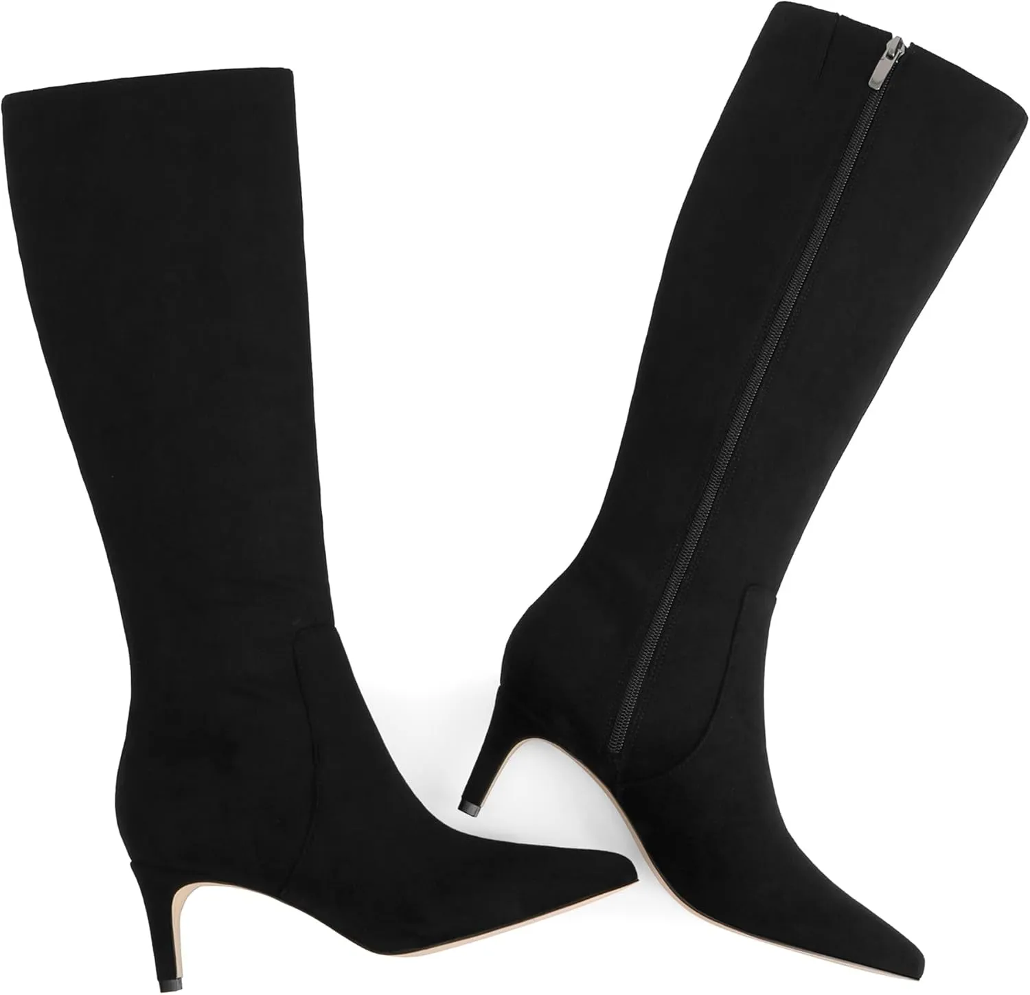Knee High Boots Women Tall Boots Pointed Toe Kitten Heel Boots for Women Side Zipper Long Fall Boots Women Knee High Boots Size 6-11