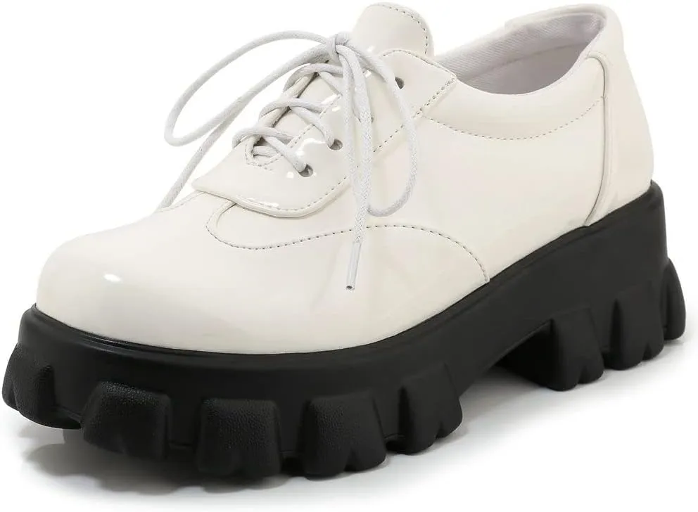 KOKOMOMO Womens Platform Oxford Shoes Chunky Platform Loafers Goth Buckle Shoes