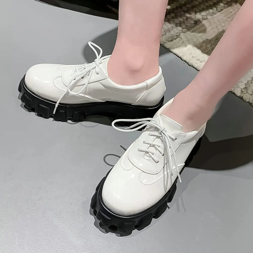 KOKOMOMO Womens Platform Oxford Shoes Chunky Platform Loafers Goth Buckle Shoes