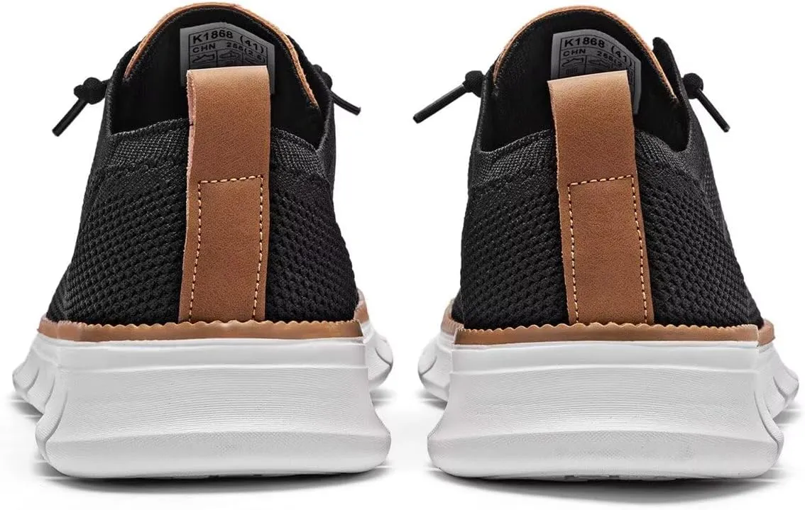 Kundork Men's Casual Dress Shoes Comfort Walking Shoes Mesh Knit Lightweight Breathable Sneakers