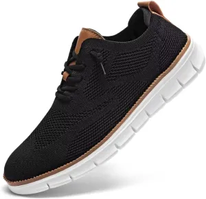 Kundork Men's Casual Dress Shoes Comfort Walking Shoes Mesh Knit Lightweight Breathable Sneakers