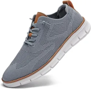 Kundork Men's Casual Dress Shoes Comfort Walking Shoes Mesh Knit Lightweight Breathable Sneakers