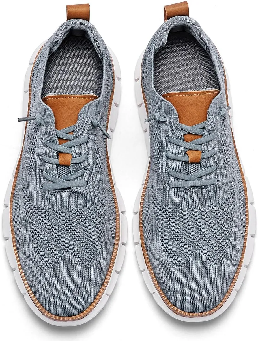 Kundork Men's Casual Dress Shoes Comfort Walking Shoes Mesh Knit Lightweight Breathable Sneakers