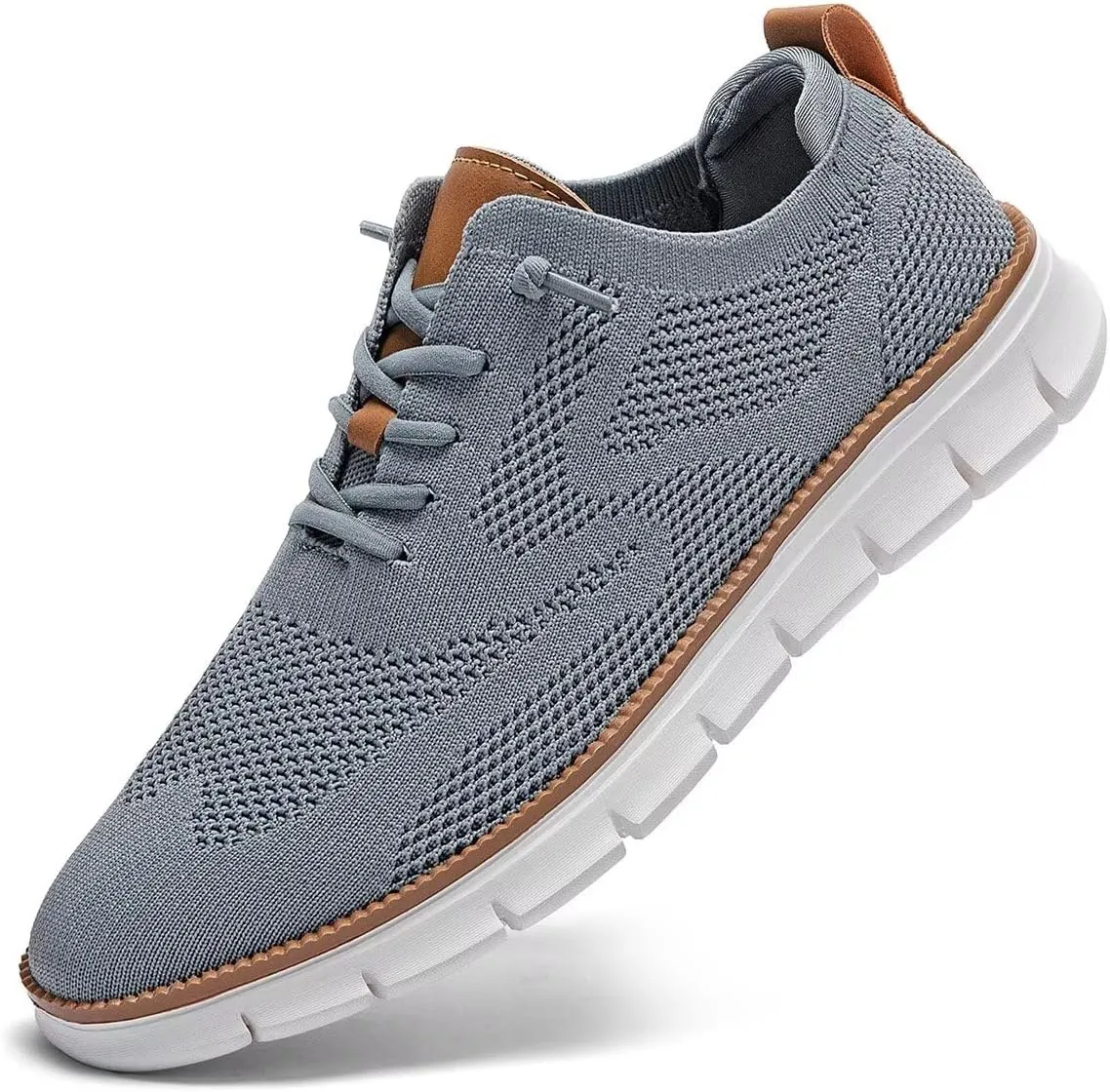 Kundork Men's Casual Dress Shoes Comfort Walking Shoes Mesh Knit Lightweight Breathable Sneakers