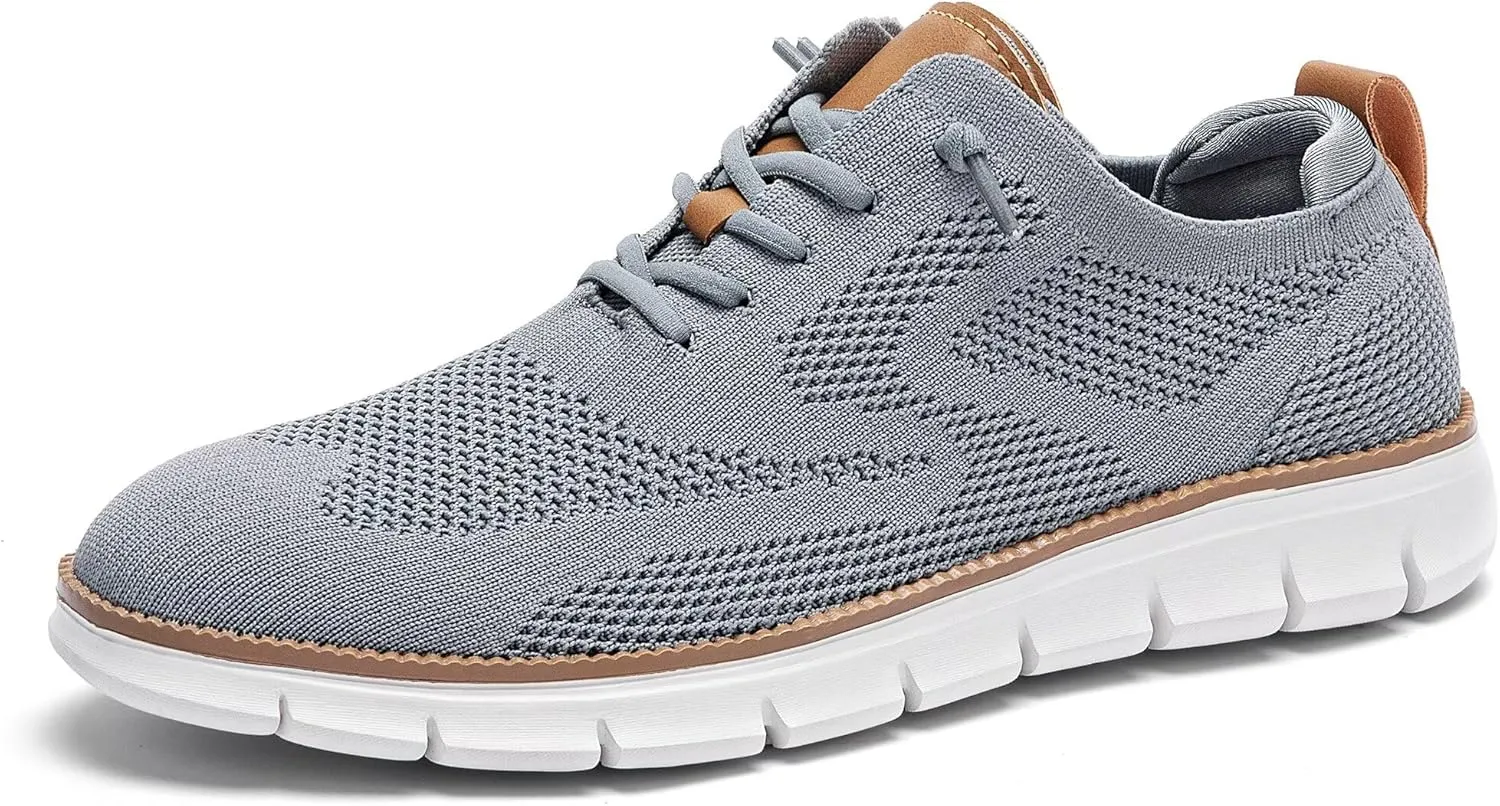 Kundork Men's Casual Dress Shoes Comfort Walking Shoes Mesh Knit Lightweight Breathable Sneakers