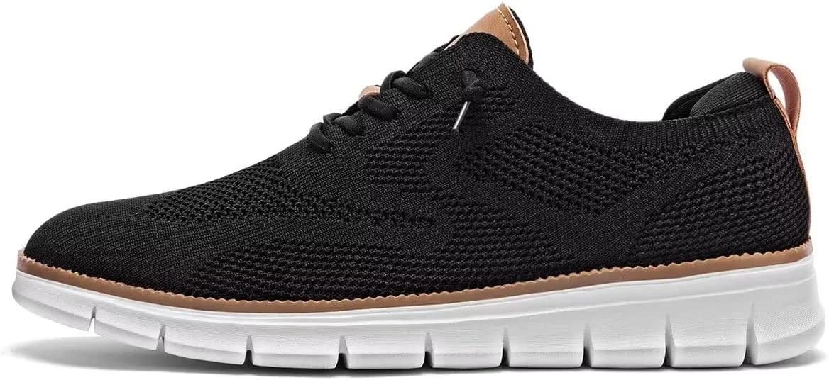 Kundork Men's Casual Dress Shoes Comfort Walking Shoes Mesh Knit Lightweight Breathable Sneakers
