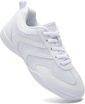 LANDHIKER Cheer Shoes for Women, Girls & Youth - White Cheerleading Gear, Dance, Sports, Tennis Training Athletic Flats Breathable Kids Sneakers