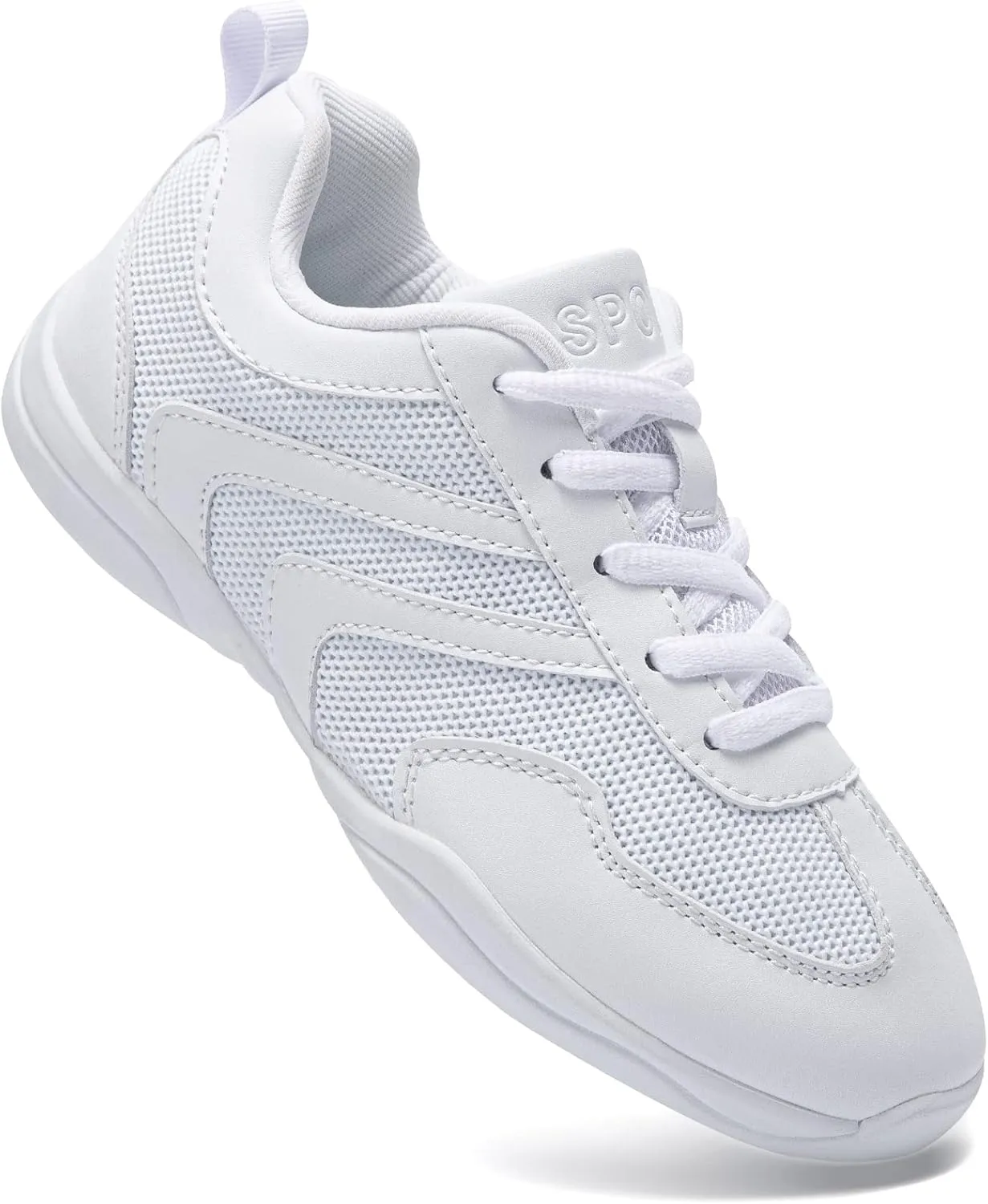 LANDHIKER Cheer Shoes for Women, Girls & Youth - White Cheerleading Gear, Dance, Sports, Tennis Training Athletic Flats Breathable Kids Sneakers