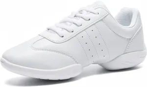 LANDHIKER Cheer Shoes Girls White Dance Shoes Youth Cheerleading Sports Training Athletic Comfortable Shoes Flats Girl