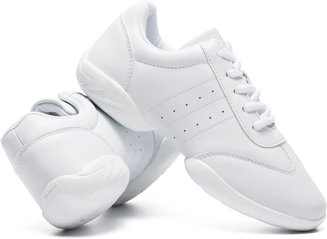 LANDHIKER Cheer Shoes Girls White Dance Shoes Youth Cheerleading Sports Training Athletic Comfortable Shoes Flats Girl