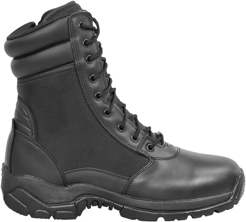 LAPG Women's Core 8" Tactical Side-Zip Duty Boots, Slip-Resistant, Lightweight, Breathable, Durable Footwear for Work and Outdoor Adventures, Black