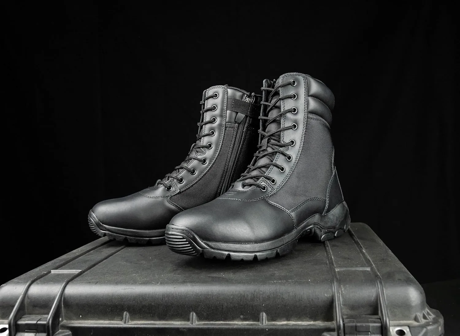 LAPG Women's Core 8" Tactical Side-Zip Duty Boots, Slip-Resistant, Lightweight, Breathable, Durable Footwear for Work and Outdoor Adventures, Black
