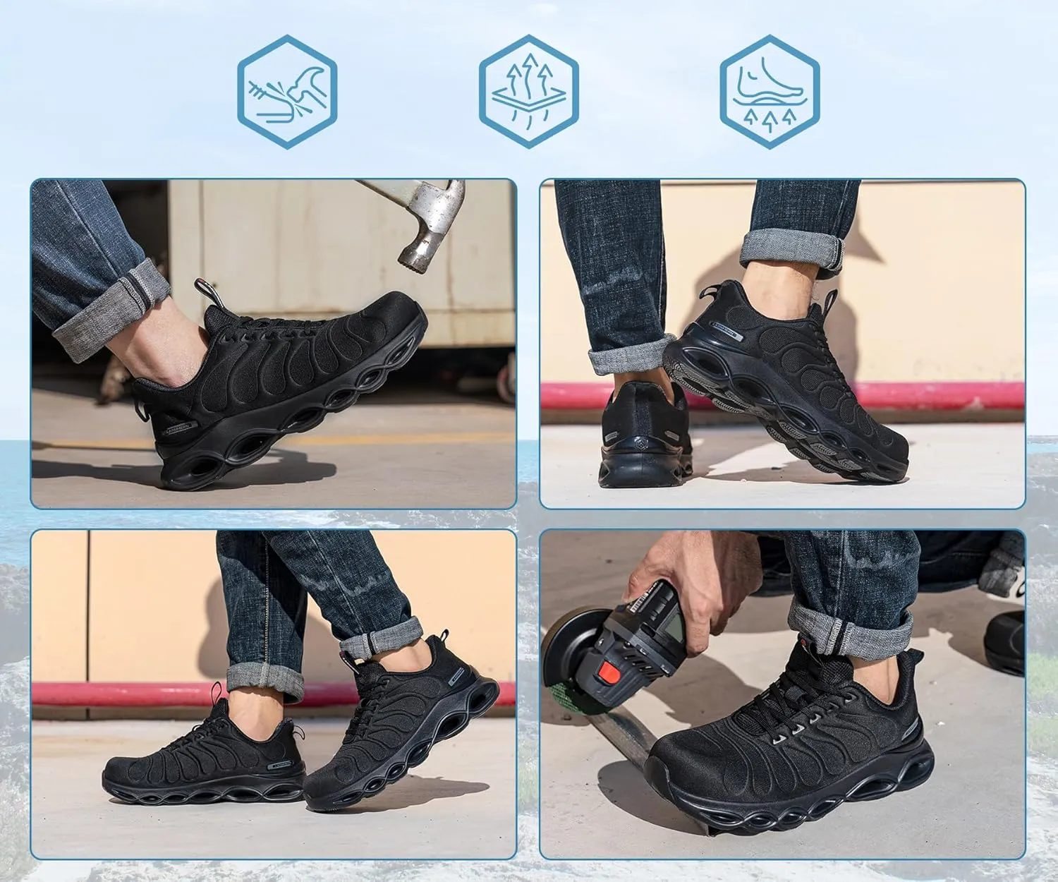 LARNMERN Steel Toe Shoes for Men Women Wide Lightweight Safety Sneakers Comfortable Safety Shoes Colorful Tennis Work Shoes