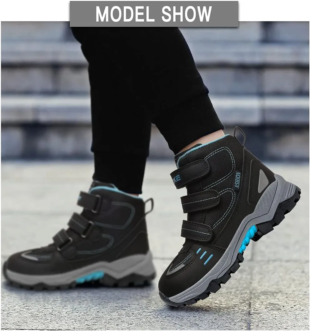 Littleplum Boys Snow Boots Winter Waterproof Antiskid Boots Hiking Outdoor Shoes Booties for Unisex Kids (Little Kid/Big Kid)