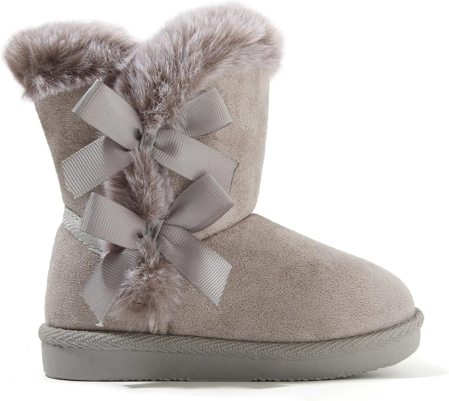 LONSOEN Kids Girls Boys Winter Warm Boots Suede Lightweight Faux Fur Lined Mid Calf Snow Boots for Toddler/Little Kid