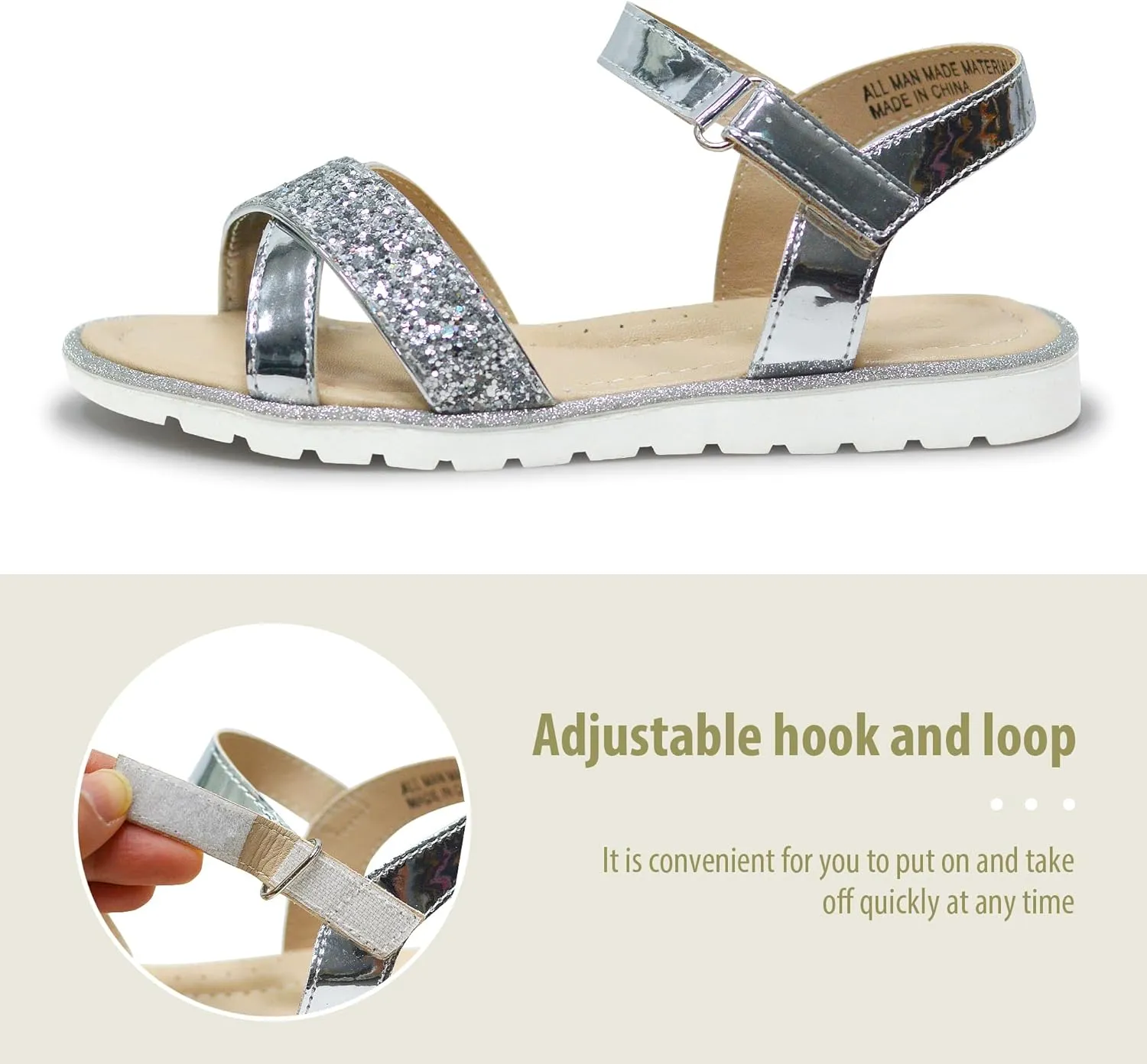 LseLom Girls Sandals Cute Open Toe Sandals Glitter Party Wedding Princess Summer Flats