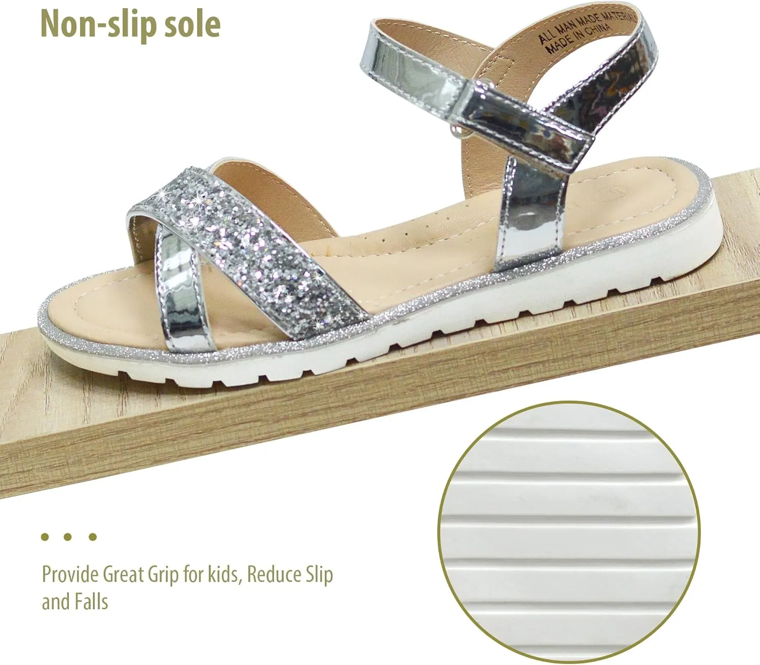 LseLom Girls Sandals Cute Open Toe Sandals Glitter Party Wedding Princess Summer Flats