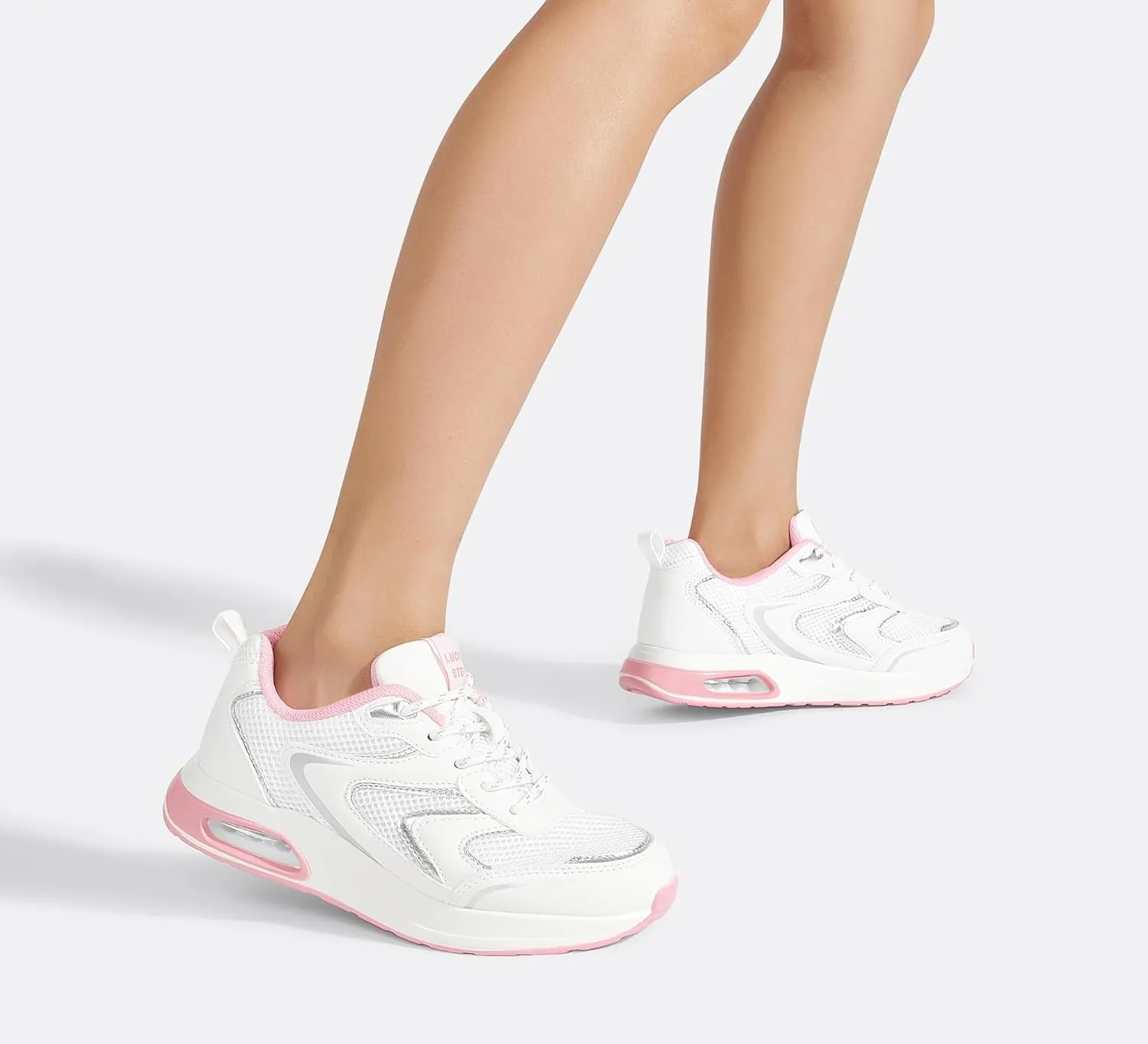 LUCKY STEP Women's Air Cushion Sneakers Rhinestone Fashion Running Gym Jogging Casual Sparkly Arch Support Walking Shoes