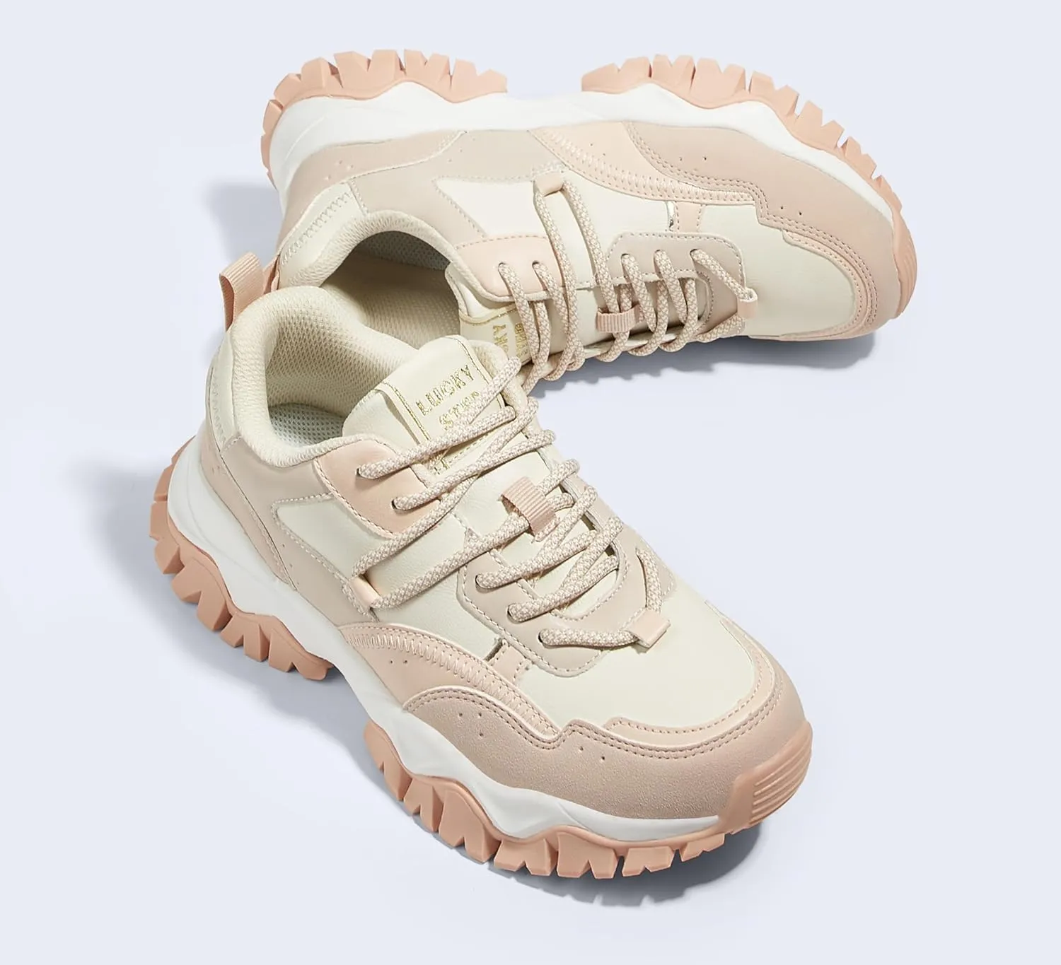 LUCKY STEP Women's Chunky Sneakers Fashion Platform Retro Tennis Casual Classic Cute Dad Anti-Slip Stylish Walking Sport Shoes
