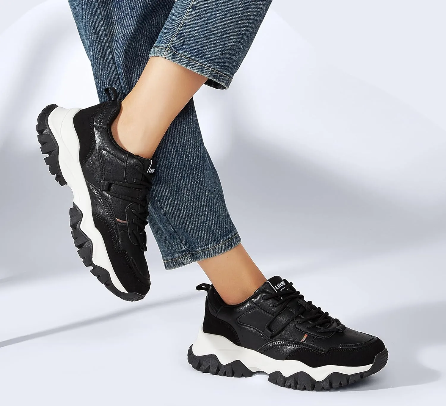 LUCKY STEP Women's Chunky Sneakers Fashion Platform Retro Tennis Casual Classic Cute Dad Anti-Slip Stylish Walking Sport Shoes