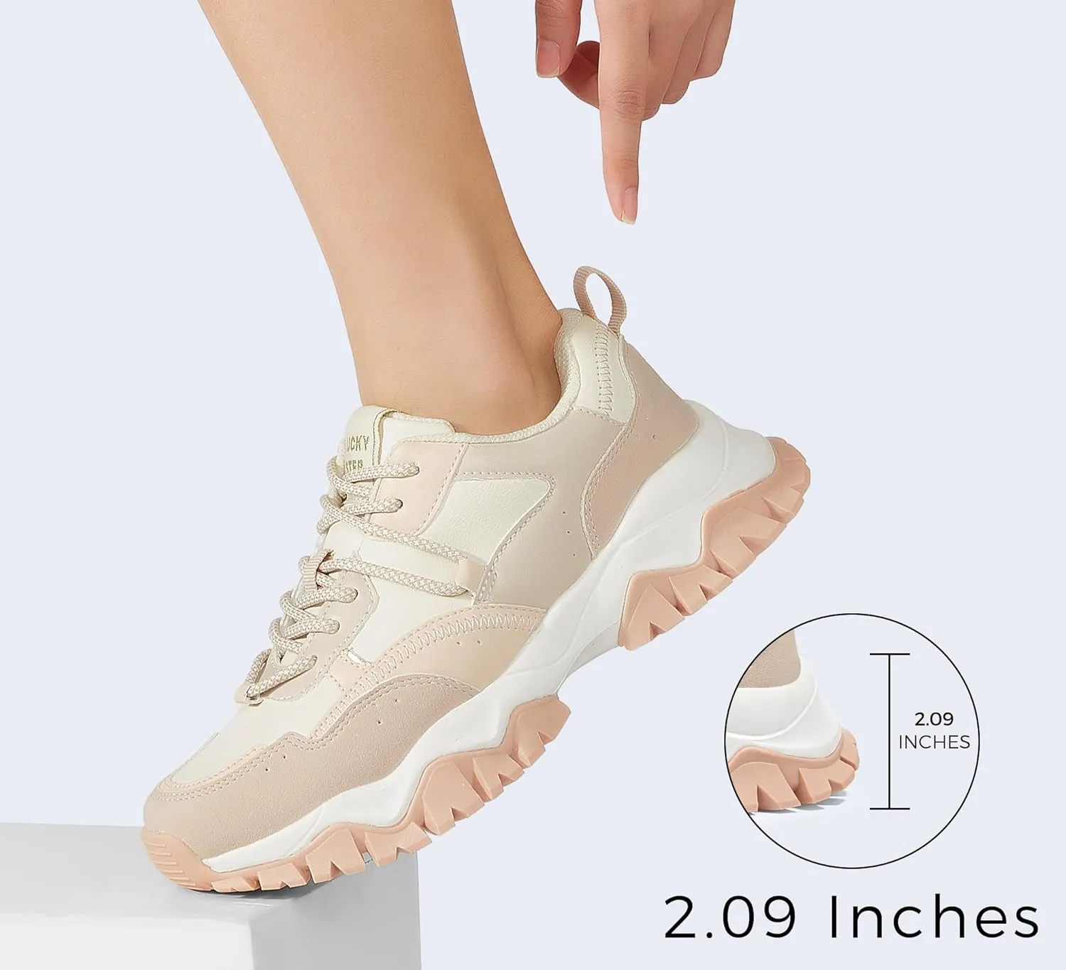 LUCKY STEP Women's Chunky Sneakers Fashion Platform Retro Tennis Casual Classic Cute Dad Anti-Slip Stylish Walking Sport Shoes