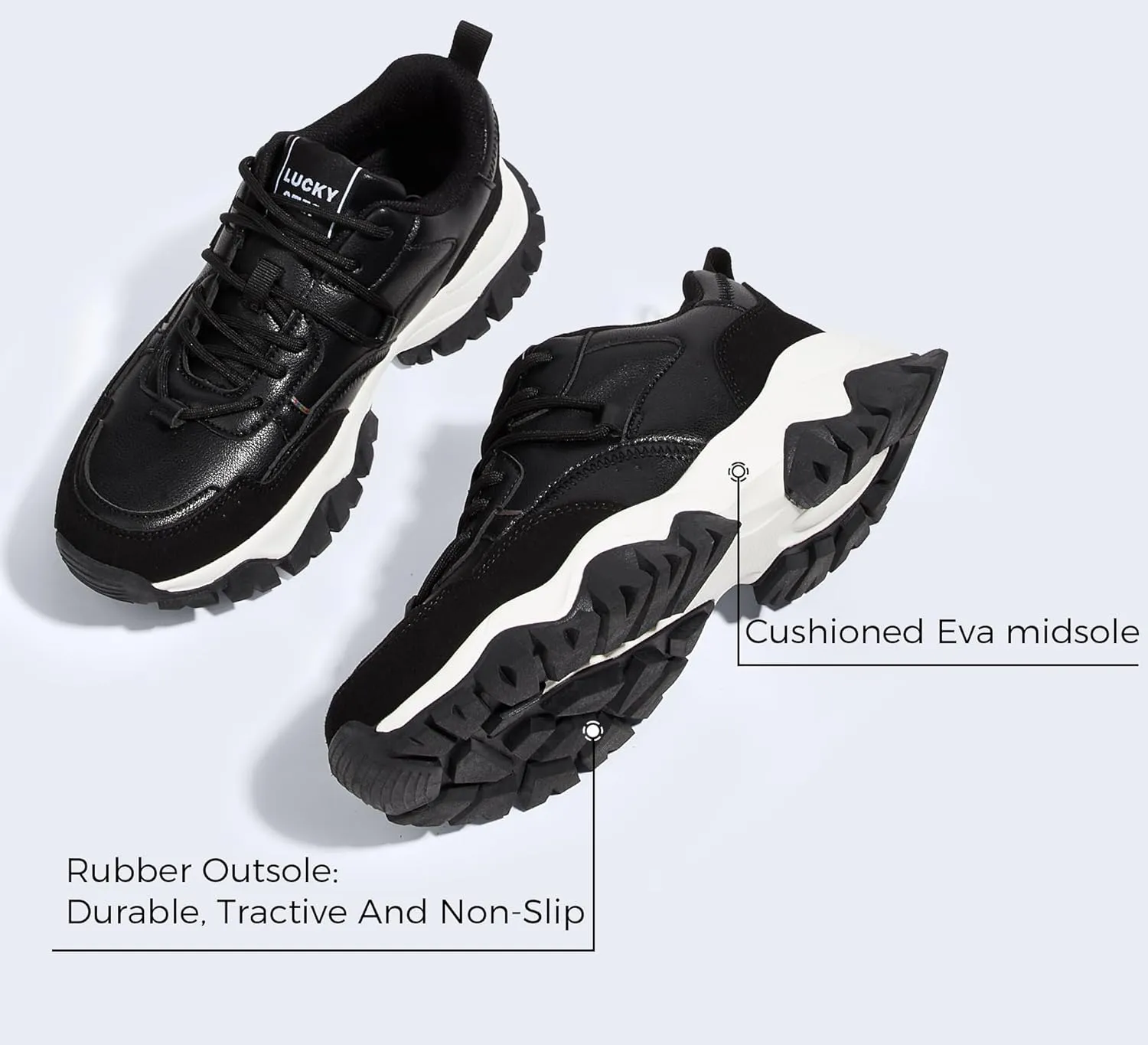 LUCKY STEP Women's Chunky Sneakers Fashion Platform Retro Tennis Casual Classic Cute Dad Anti-Slip Stylish Walking Sport Shoes