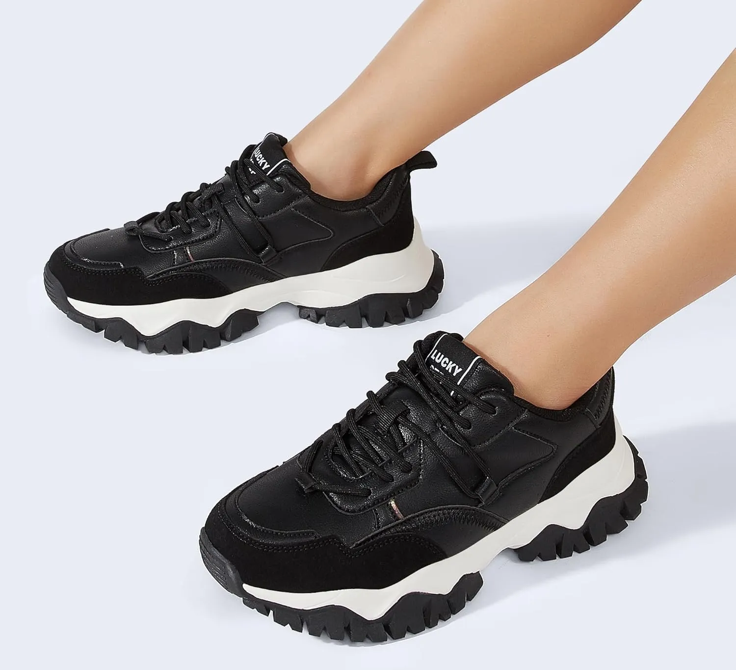 LUCKY STEP Women's Chunky Sneakers Fashion Platform Retro Tennis Casual Classic Cute Dad Anti-Slip Stylish Walking Sport Shoes