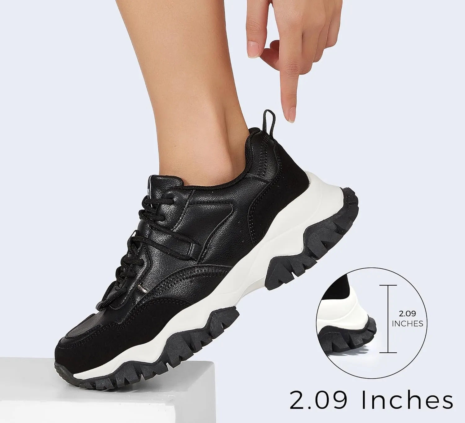 LUCKY STEP Women's Chunky Sneakers Fashion Platform Retro Tennis Casual Classic Cute Dad Anti-Slip Stylish Walking Sport Shoes